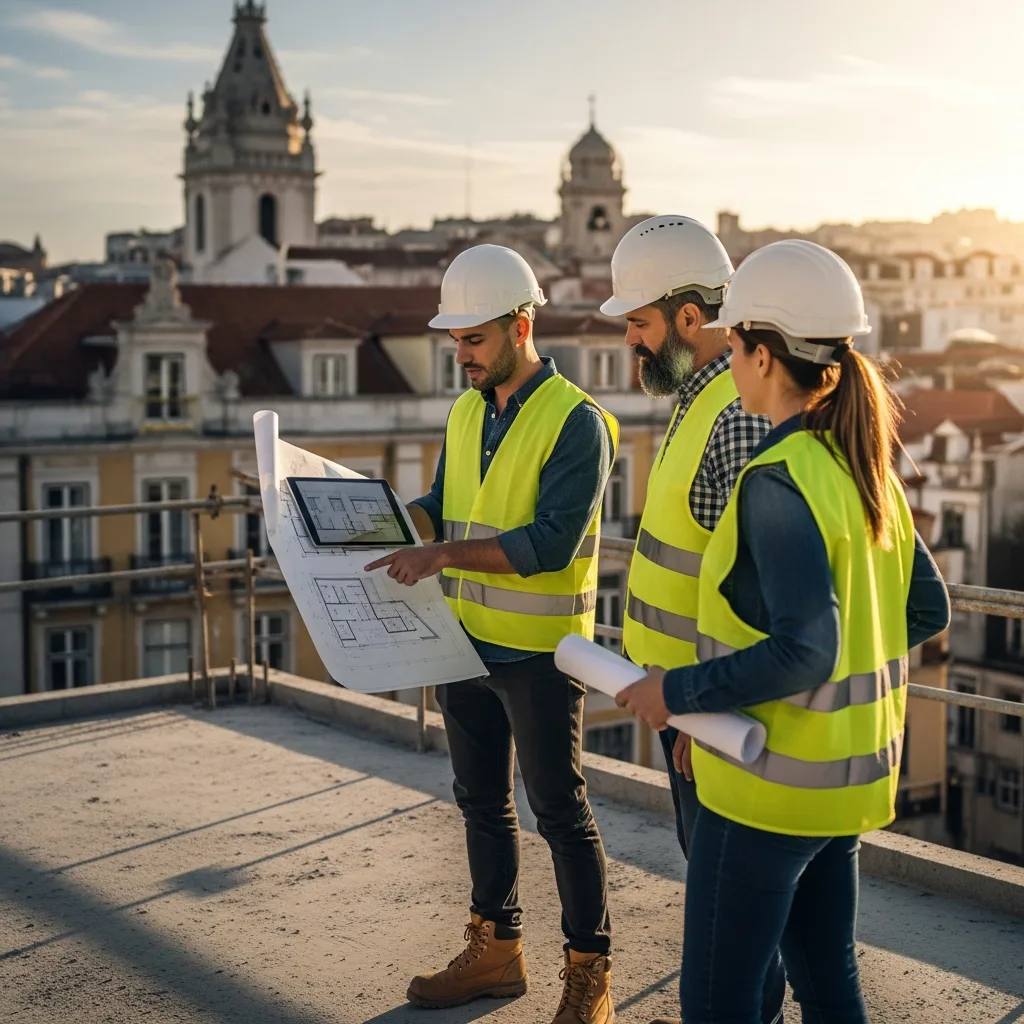 Equipa de construção civil em Portugal